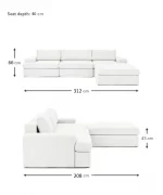siesta pro modular sofa 4 modules off white linen feather