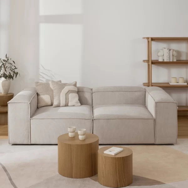 soft modular sofa 2 modules beige linen